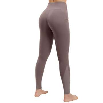 AFITNE Yoga Pants for Women High Waisted Mesh Leggings Tummy Control Athletic Workout Leggings with Pockets Gym Running Leggings Grey - M