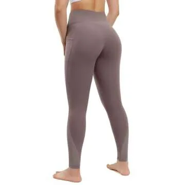 AFITNE Yoga Pants for Women High Waisted Mesh Leggings Tummy Control Athletic Workout Leggings with Pockets Gym Running Leggings Grey - M
