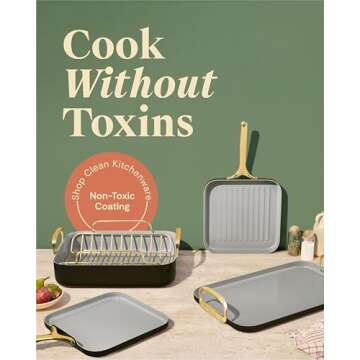 Caraway Square Cookware Set - Square Pans Set - Perfect for Griddling, Toasting, Searing, Roasting, ...