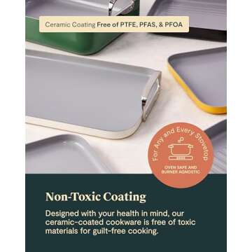 Caraway Square Cookware Set - Square Pans Set - Perfect for Griddling, Toasting, Searing, Roasting, and More - Non-Stick Ceramic Coated Pans - Non Toxic, PTFE & PFOA Free - Black