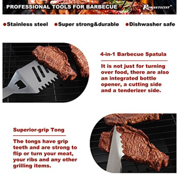 ROMANTICIST 20pc Heavy Duty BBQ Grill Tool Set in Case - The Very Best Grill Gift for Father's Day and Christmas - Professional BBQ Accessories Set for Outdoor Cooking Camping Grilling Smoking