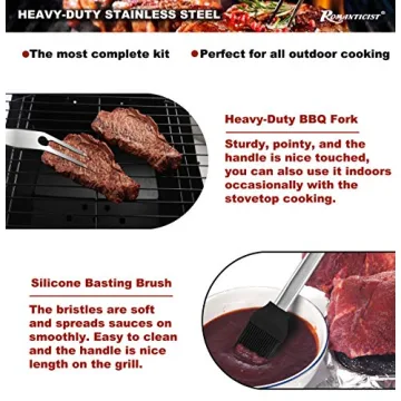 ROMANTICIST 20pc Heavy Duty BBQ Grill Tool Set in Case - The Very Best Grill Gift for Father's Day and Christmas - Professional BBQ Accessories Set for Outdoor Cooking Camping Grilling Smoking