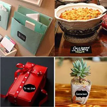 Chalkboard Labels 120pcs Marker Waterproof Blackboard Stickers with 1 Liquid Chalk for Mason Jars, Craft Rooms, Storage, Glass Bottle, Store Organize Home & Kitchen (Labels Same Shape 40)