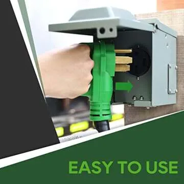 RVGUARD 50 Amp to 30 Amp RV Adapter Cord 12 Inch, NEMA 14-50P to NEMA TT-30R, Dogbone Electrical Converter with LED Power Indicator and Disconnect Handle, Green, ETL Listed