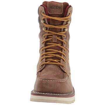 KEEN Utility Women's Cincinnati 8" Soft Toe Waterproof Wedge Work Boot and Construction, Belgian/Sandshell, 10
