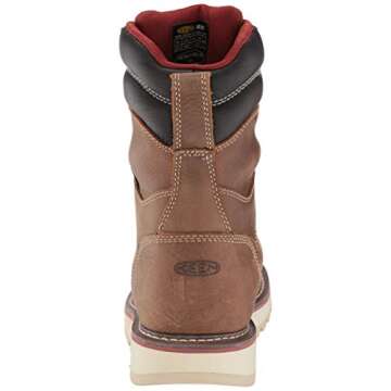 KEEN Utility Women's Cincinnati 8" Soft Toe Waterproof Wedge Work Boot and Construction, Belgian/Sandshell, 10