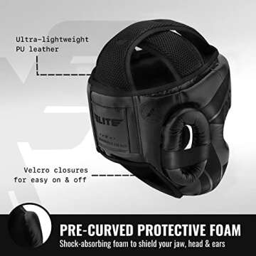 Elite Sports MMA Boxing Headgear for Men - Kickboxing Protection