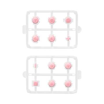 eXtremeRate Replacement Two-Tone Jelly Buttons for JoyCon, Pale Red & Clear w/Symbols Custom Control...