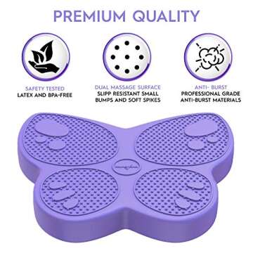 Shaped Wiggle Seats by Bouncyband–Purple Butterfly, 13”x11”x2.2”–Inflatable Sensory Cushion for Kids, Improves Student Productivity and Focus, Comes with Easy-Inflation Pump to Customize Firmness