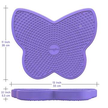 Shaped Wiggle Seats by Bouncyband–Purple Butterfly, 13”x11”x2.2”–Inflatable Sensory Cushion for Kids, Improves Student Productivity and Focus, Comes with Easy-Inflation Pump to Customize Firmness