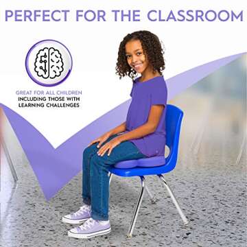 Shaped Wiggle Seats by Bouncyband–Purple Butterfly, 13”x11”x2.2”–Inflatable Sensory Cushion for Kids, Improves Student Productivity and Focus, Comes with Easy-Inflation Pump to Customize Firmness