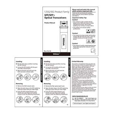 10Gtek 10GBase-SR SFP+ LC Transceiver Module Pack of 4