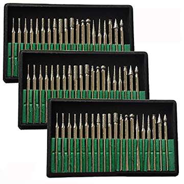 Brccee AC 60 Pcs Diamond Burr Bits Drill Glass Gemstone Metal for Craftsman Rotary Tool 1/8" Shanks ...