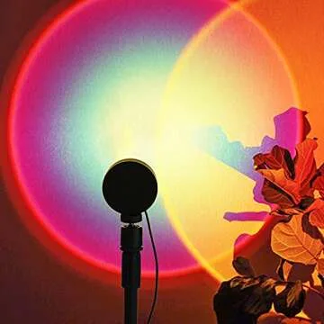 Sunset Light, Sunset Lamp,DLPIN Sun Lamp 4 Color Changing Night Light 360 Degree Height Adjustable Bracket for Self-Media Light Romantic Wedding Birthday Party Restaurant Photo Background Gifts