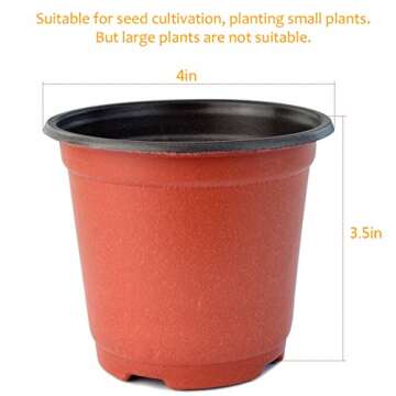 Yookat 100 Pcs 4 Inch Plastic Plants Nursery Pot/Pots Seedlings Flower Plant Container Seed Starting...