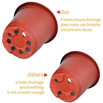 Yookat 100 Pcs 4 Inch Plastic Plants Nursery Pot/Pots Seedlings Flower Plant Container Seed Starting Pots Planter Transition Pot Round Lightweight Washable Gardening Supplies