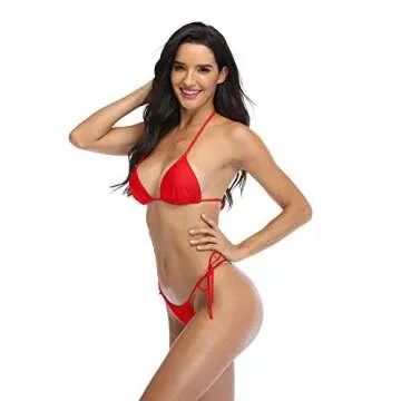 SHERRYLO Bikinis for Women Sexy Cheeky Brazilian Thong Bikini Bottom Triangle Bikinis Top Red