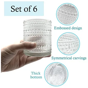 Cheardia Vintage Hobnail Drinking Glasses Set for Beverages