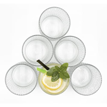 Cheardia Vintage Hobnail Drinking Glasses Set for Beverages