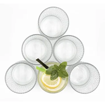 Cheardia Vintage Hobnail Drinking Glasses Set for Beverages