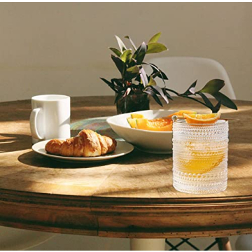 Cheardia Vintage Hobnail Drinking Glasses Set for Beverages