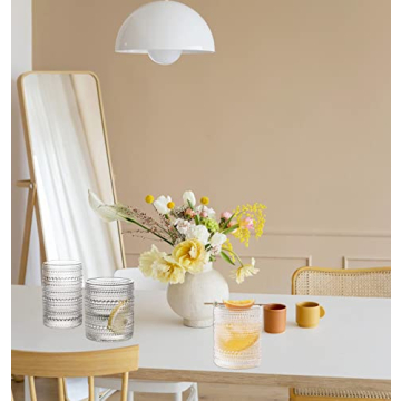 Cheardia Vintage Hobnail Drinking Glasses Set for Beverages