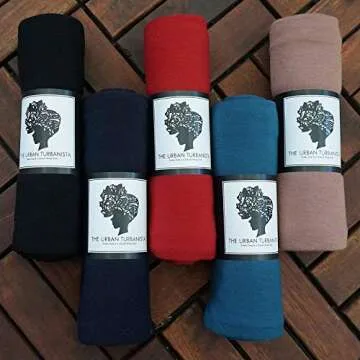 Stretch Head Wraps for Women | Extra Long Jersey Knit Turbans| Soft Cotton African Head wrap Scarf | BLACK HEAD WRAP