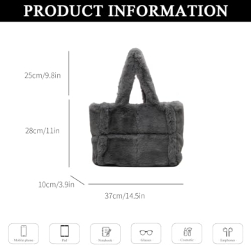 Extolove Furry Tote Bag, Chic Winter Fluffy Purse