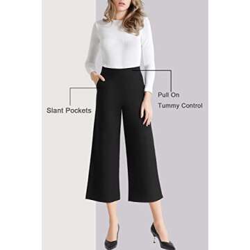 Tsful Wide Leg Pants for Women Trousers High Waisted Dress Pants Business Casual Summer Capris Stret...