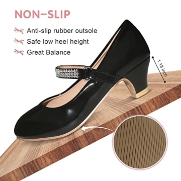 BESSIVIC Girls Dress Shoes with Low Heel for Girls