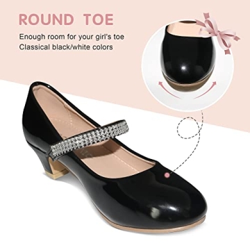 BESSIVIC Girls Dress Shoes with Low Heel for Girls