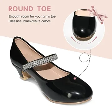 BESSIVIC Girls Dress Shoes with Low Heel for Girls
