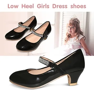 BESSIVIC Girls Dress Shoes with Low Heel for Girls