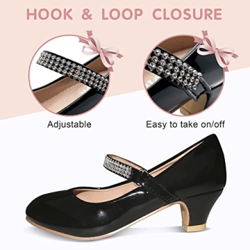 BESSIVIC Girls Dress Shoes with Low Heel for Girls