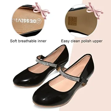 BESSIVIC Girls Dress Shoes with Low Heel for Girls