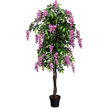 Goplus 6FT Ficus Artificial Tree - Lifelike Faux Wisteria for Indoor Outdoor Decor