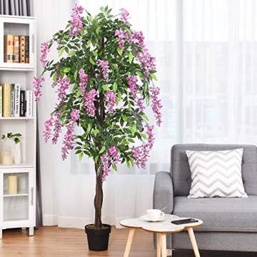 Goplus 6FT Lifelike Artificial Wisteria Tree for All Spaces