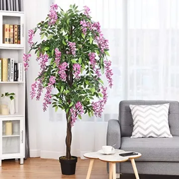 Goplus 6FT Lifelike Artificial Wisteria Tree for All Spaces