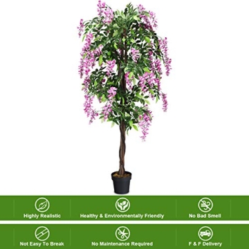 Goplus 6FT Lifelike Artificial Wisteria Tree for All Spaces