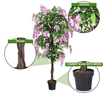 Goplus 6FT Lifelike Artificial Wisteria Tree for All Spaces