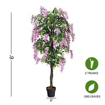 Goplus 6FT Lifelike Artificial Wisteria Tree for All Spaces