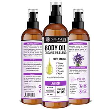 pureSCRUBS Ultra Moisturizing Lavender Body Oil Spray for Dry Skin, Massage, Cuticles & More, Organi...