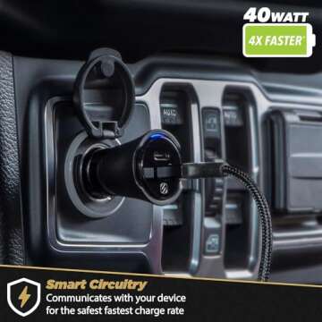 Scosche CPDCC40 PowerVolt 40-Watt Certified USB Type-C Fast Car Charger Power Delivery 3.0 for Standard USB-C Devices, Dual USB-C Charger