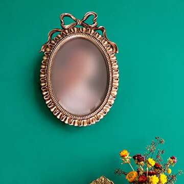WAYUTO Vintage Picture Frame 5x8 Inch Antique Decor with Glass Front & Bowknot
