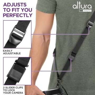 Altura Photo Camera Strap with Quick Release, Safety Tether, Storage Pouch for Canon Nikon Sony, Camera Neck Shoulder Strap