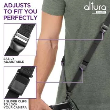 Altura Photo Camera Strap with Quick Release, Safety Tether, Storage Pouch for Canon Nikon Sony, Camera Neck Shoulder Strap