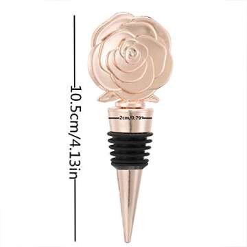 3PCS Wine and Beverage Rose Stopper Rose Gold Bottle Stoppers Keep Wine Fresh With Heart Burlap Bag ...