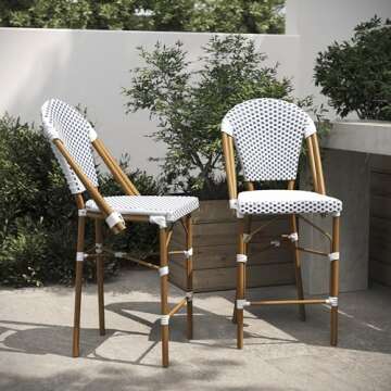 Flash Furniture Lourdes Commercial Grade Bistro Counter Height Stool Set, Stackable, 26" High