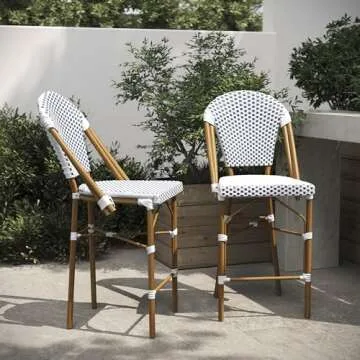 Flash Furniture Lourdes Commercial Grade Bistro Counter Height Stool Set, Stackable, 26" High