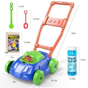TEMI Bubble Lawn Mower Toys for Kids - Fun Outdoor Bubble Machine for Ages 1-8